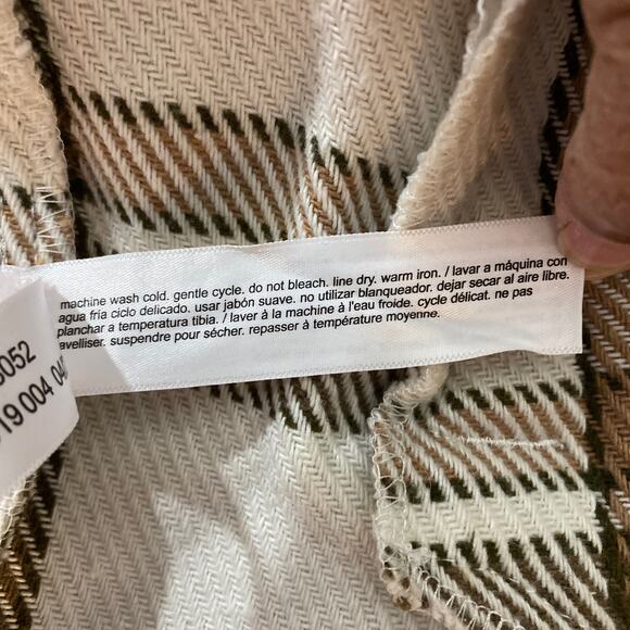 Eloquii Elements Size 14/16 Cream Tan Plaid Wool Blend Shacket with Belt Pocket - Picture 13 of 13